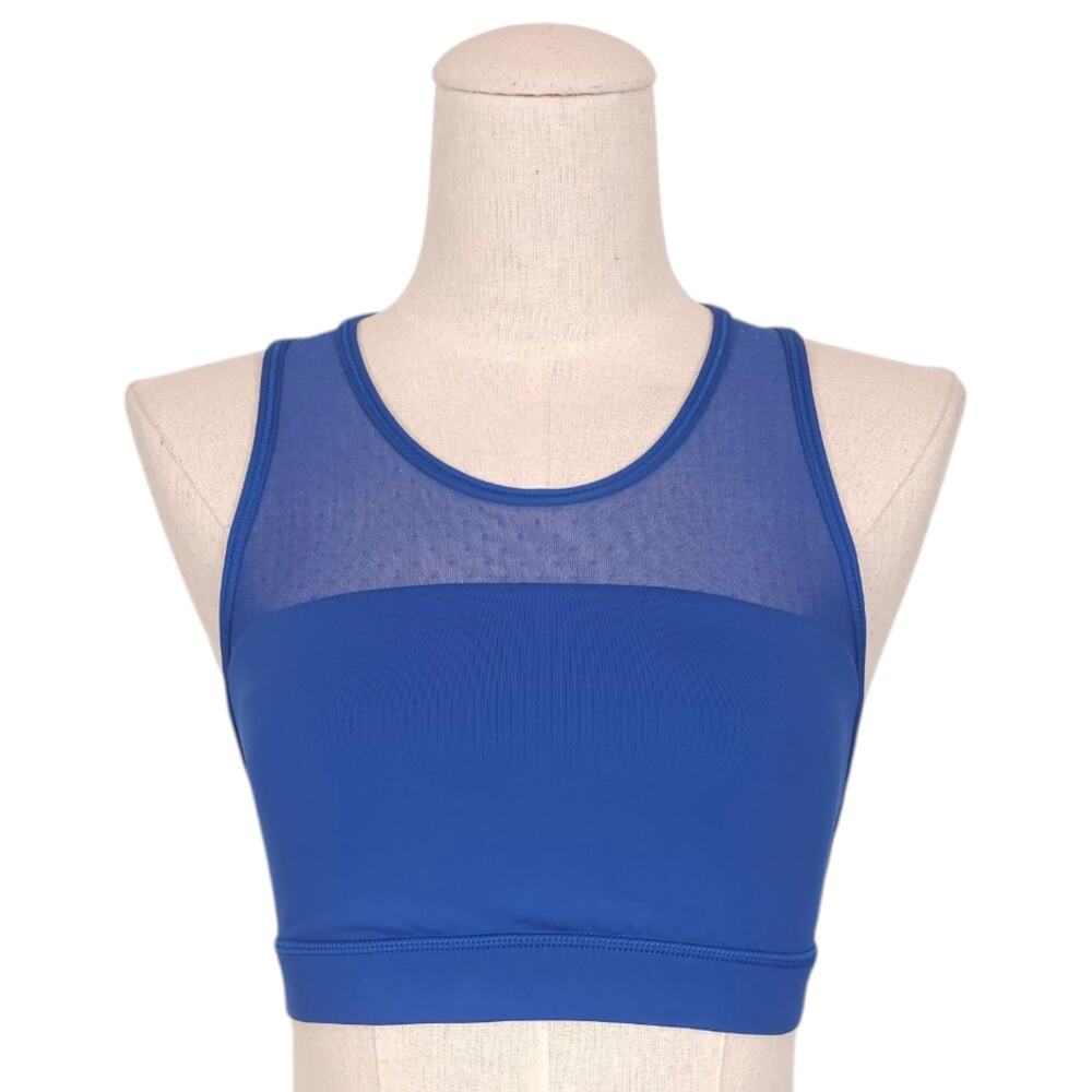 Lululemon Move Bra Dark Royal Blue Swiss Dot Mesh Sz 4